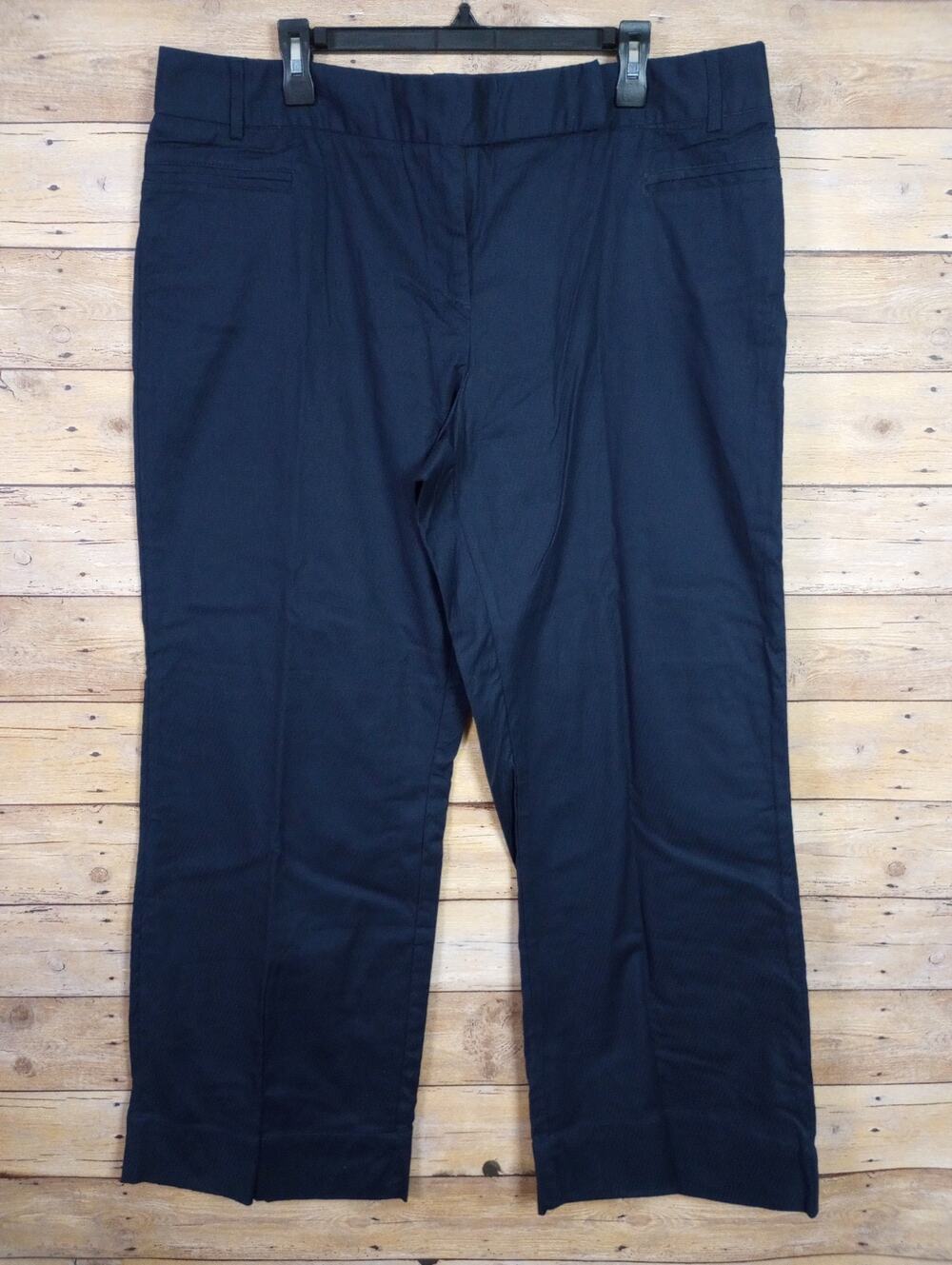 George ME Woman Pants 18 Navy Blue Straight Leg Wide Mark Elsen
